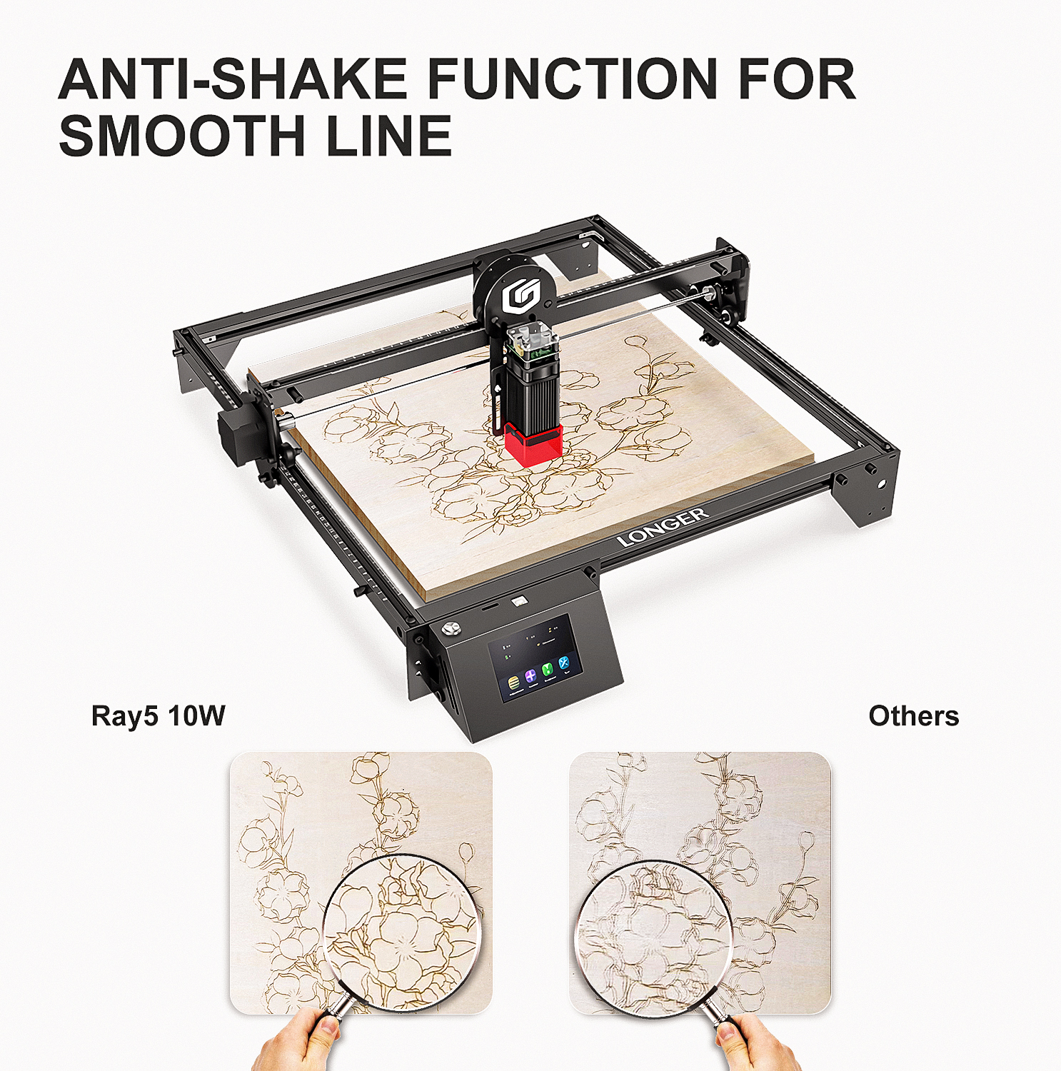 EUUS-Direkt-LONGER-RAY5-10W-Lasergravierer-006x006mm-Laser-Spot-Luftunterstuumltzung-Touchscreen-Off-1990566-10